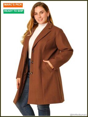 Women's Plus Size Single Breasted Long Winter Peacoat